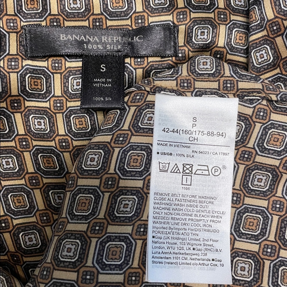 Banana Republic Muse Silk Maxi Shirt Dress Sz Small Geometric Print Long Sleeve - Picture 14 of 16